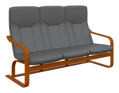 BO - 3 trojkřeslo, dřevěná kostra, moření třešeň, koženka OTO SA 2, tmavě šedá